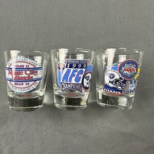 Vintage NOS Tennessee Titans NFL Shot Glass Set of 3 Superbowl AFC Champs MCM